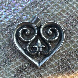 James Avery Sterling Silver Scroll Heart Pendant | Retired Fleur-de-Lis Openwork